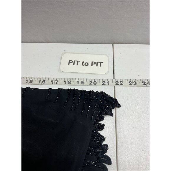 JKARA Beaded sequined Black Short flutter Sleeve midi Party Dress size 14 formal - Picture 10 of 13